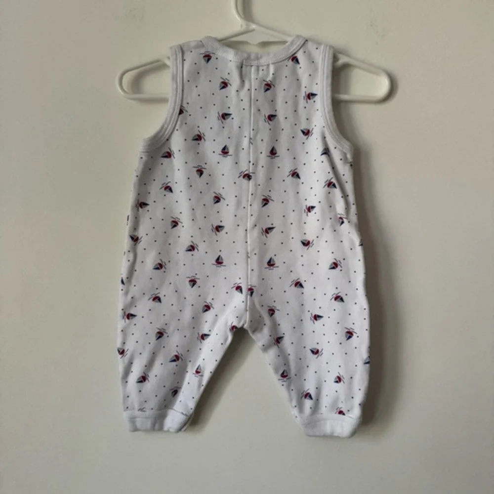 Vintage 90s Baby Romper 3 Months Sailboat‎ Summer Nautical Beach Preppy July 4th